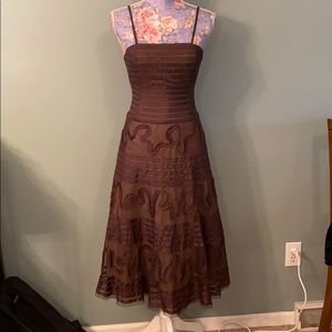 BCBG Maxazria Brown XS Strapless Tulle Dress